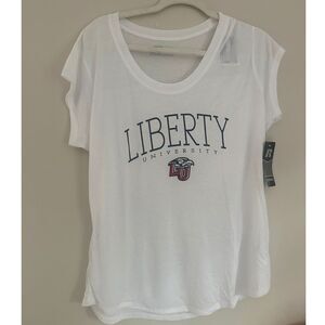 Liberty University Flames Women’s White T-Shirt XL NWT College Tee